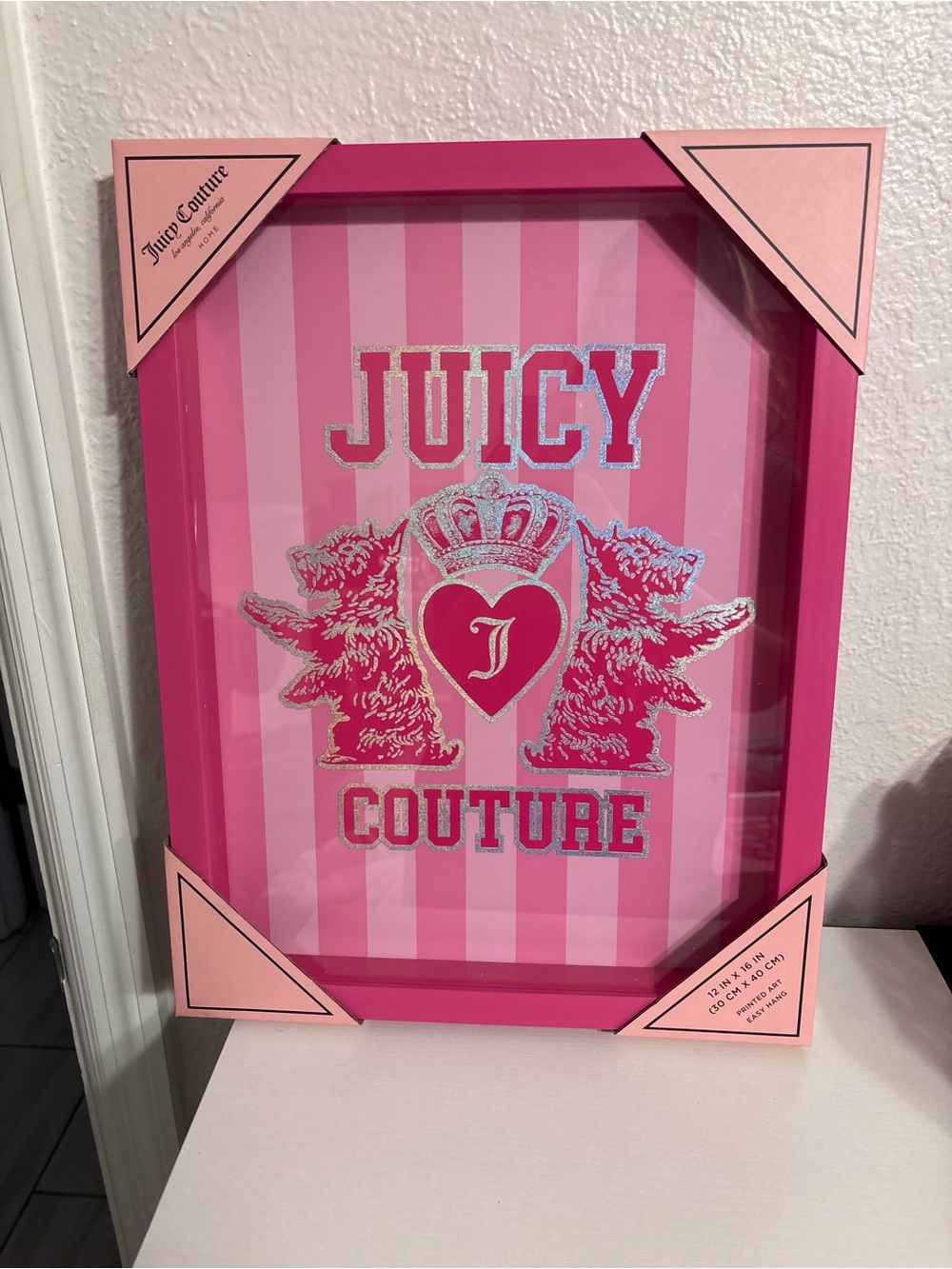 Juicy Couture Hot Pink Crest Wall Art